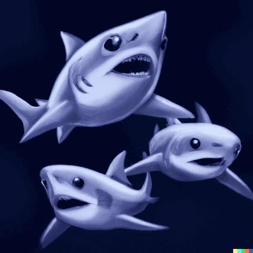 Image reprÃ©sentant trois requins