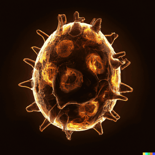 Image représentant une boule bizarre, comme une sorte de virus en forme d'oeuf