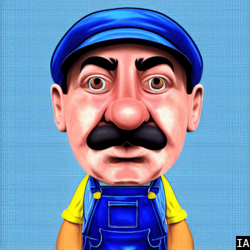 Image d'un homme avec une moustache et une salopette bleue