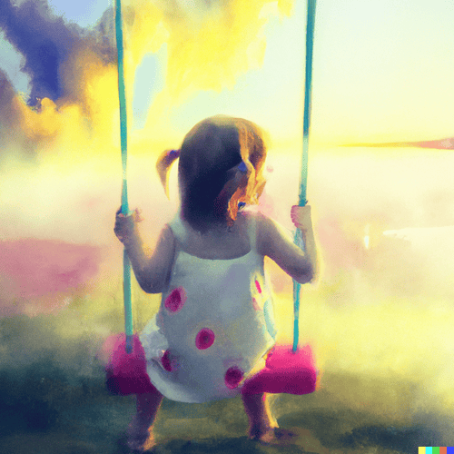 Image représentant une petite fille vue de dos sur une balançoire