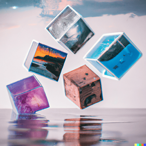 Image montrant plusieurs cubes photos flottant en l'air