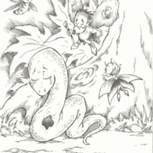 Image d'une chaussette ressemblant à un serpent, triste