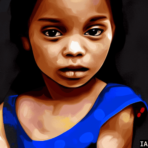 Portrait d'une petite fille en robe bleue