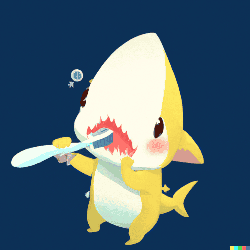 Image d'un requin en train de se brosser les dents