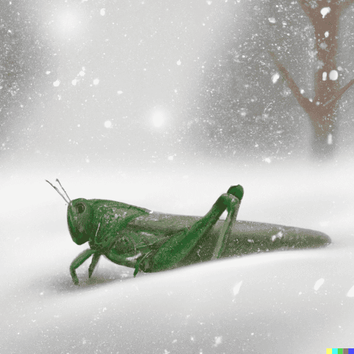 Image d'une sauterelle dans la neige