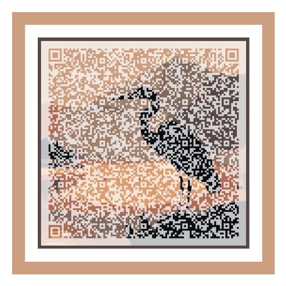 QR code représentant un héron cendré